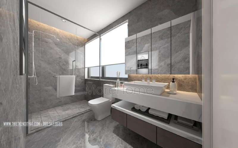 Bố trí phòng tắm, phòng vệ sinh hiện đẹp, thông thoáng cho biệt thự, nhà phố. Mẫu nội thất biệt thự đẹp