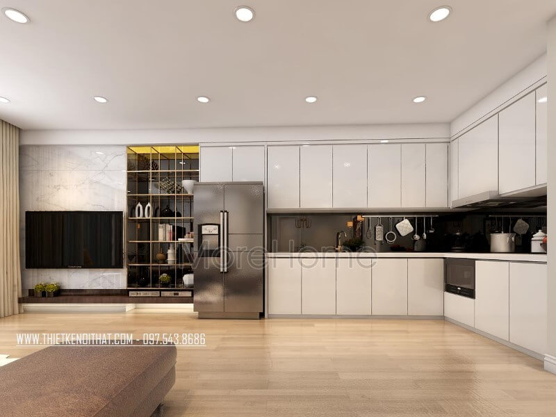 Mẫu thiết kế phòng bếp chung cư hiện đại và tiện nghi Thiết kế nội thất phòng bếp