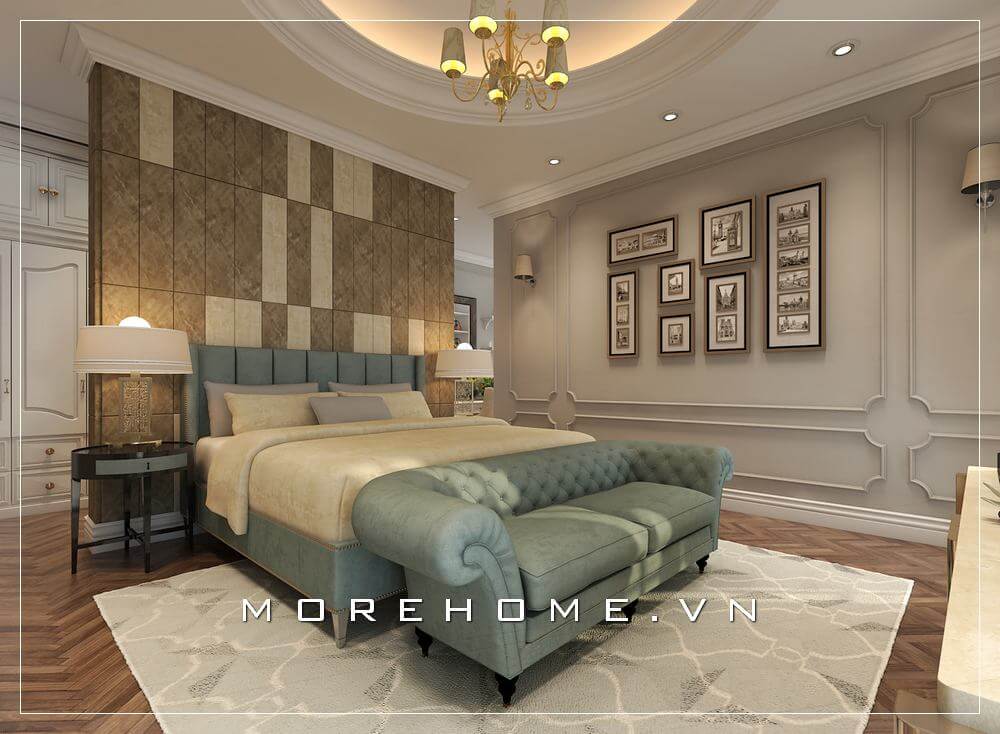 Giường ngủ chung cư tân cổ điển Giường ngủ chung cư tân cổ điển