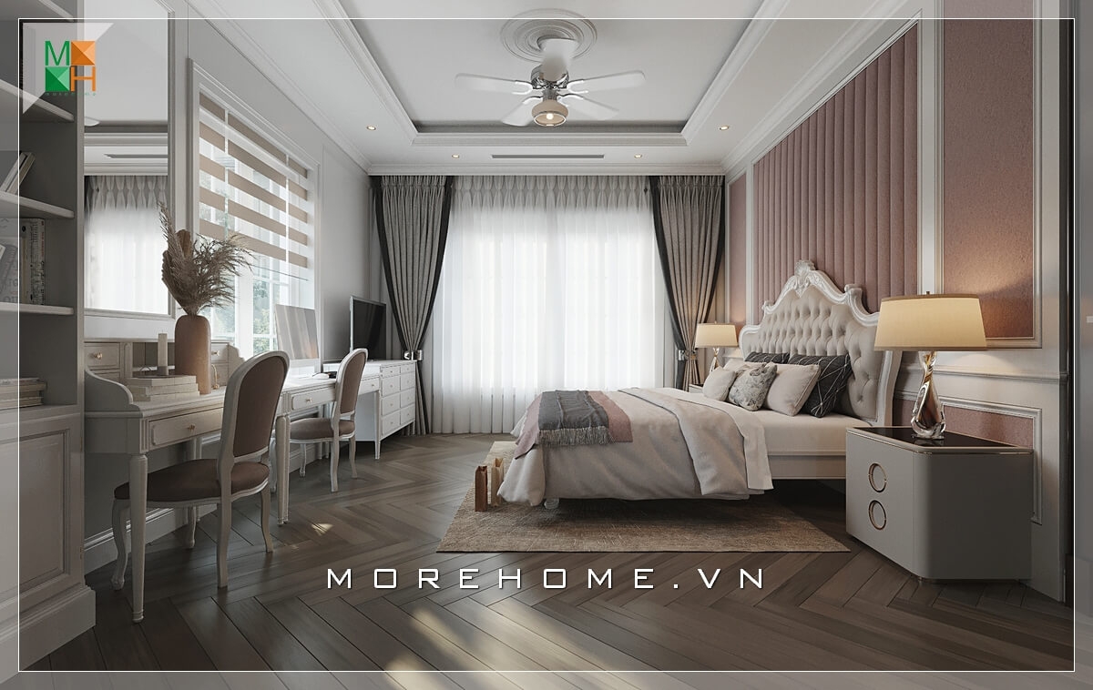 Giường ngủ chung cư tân cổ điển Giường ngủ chung cư tân cổ điển