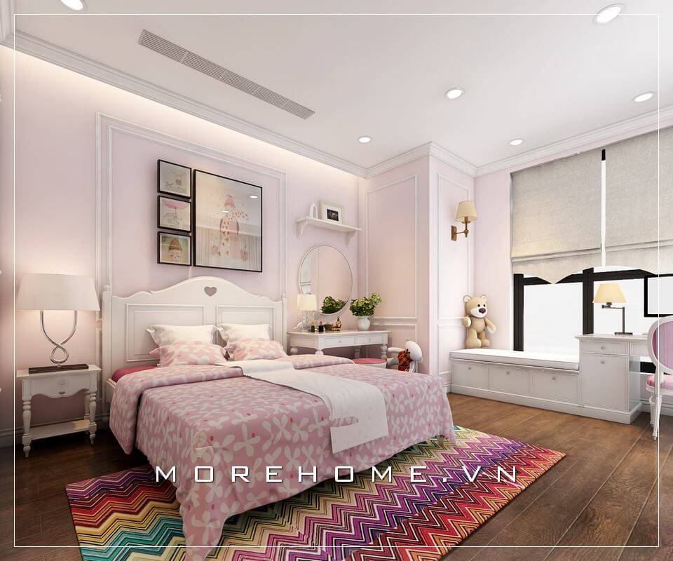 Giường ngủ chung cư tân cổ điển Giường ngủ chung cư tân cổ điển