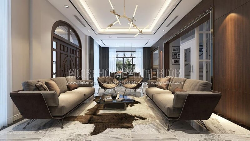 Mẫu sofa chung cư đẹp được thiết kế cách điện, chất liệu khung gỗ tự nhiên cao cấp, kết hợp chân sắt phun sơn tĩnh điện tạo cảm giác thoải mái nhưng không kém phần vững chãi, chắc chắn Trang trí nội thất chung cư