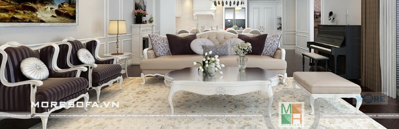 Luôn lựa chọn vật tư tốt nhất, kết hợp phù hợp giữa gỗ và nỉ để tạo ra Sản phẩm sofa tân cổ điển đẹp, phù hợp với khách hàng Trang trí nội thất chung cư