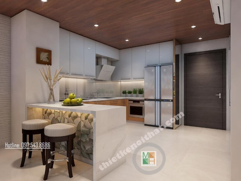 Hệ thống tủ bếp được thiết kế đơn giản nhưng rất đa năng mang đến sự tiện nghi cho người nội trợ Tủ bếp đẹp