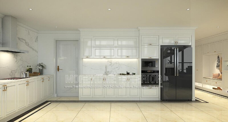 Mẫu thiết kế tủ bếp chung cư Penthouse Tây Hồ gỗ tự nhiên Tủ bếp đẹp