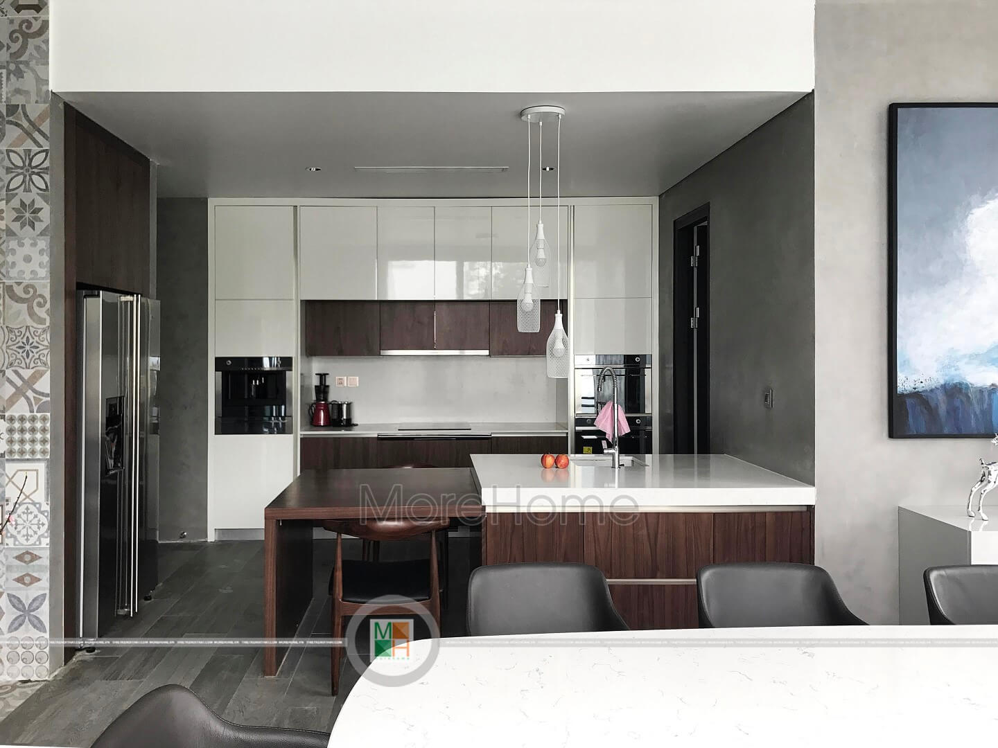 Kiểu mẫu phòng bếp đẹp theo phong cách hiện đại vô cùng quen thuộc với mọi gia đình Việt Thiết kế nhà bếp tiện nghi