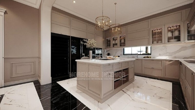 Đá lát nền, đá ốp phòng bếp đẹp, sang trọng cho phòng bếp nhà phố, biệt thự. Thiết kế nhà bếp tiện nghi