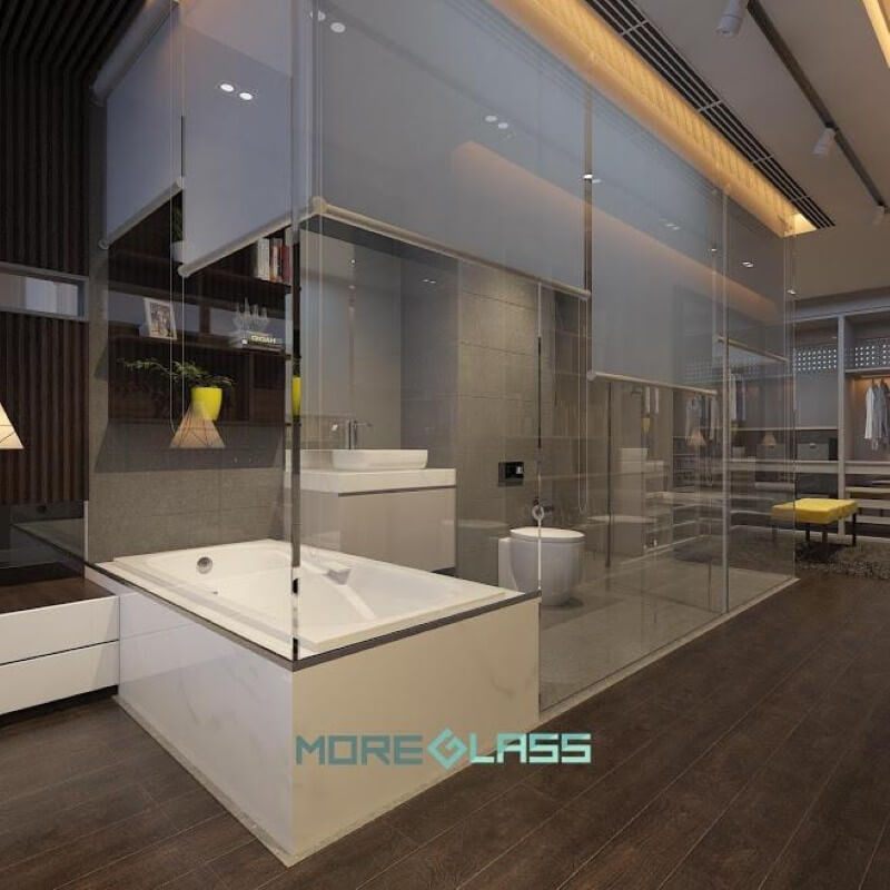 Trang trí phòng tắm chung cư, biệt thự cao cấp với kính cường lực an toàn mang phong cách sang trọng