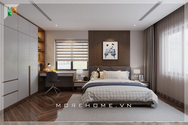 Ấn tượng mẫu tranh canvas đầu giường rất độc đáo tăng vẻ sang trọng cho căn phòng ngủ.