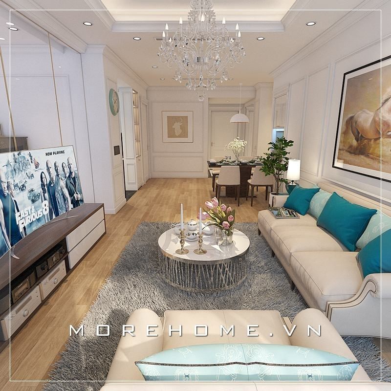 Mẫu thiết kế phòng khách chung cư đẹp, tiện nghi được các hộ gia đình lựa chọn hiện nay.