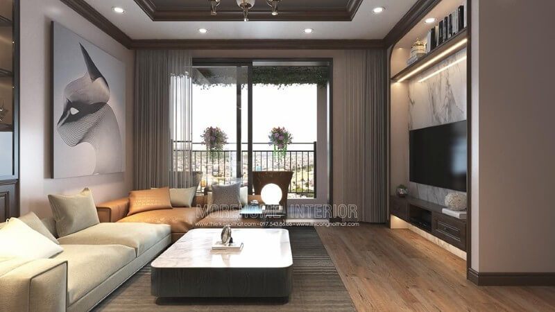 Mẫu thiết kế phòng khách chung cư phong cách hiện đại